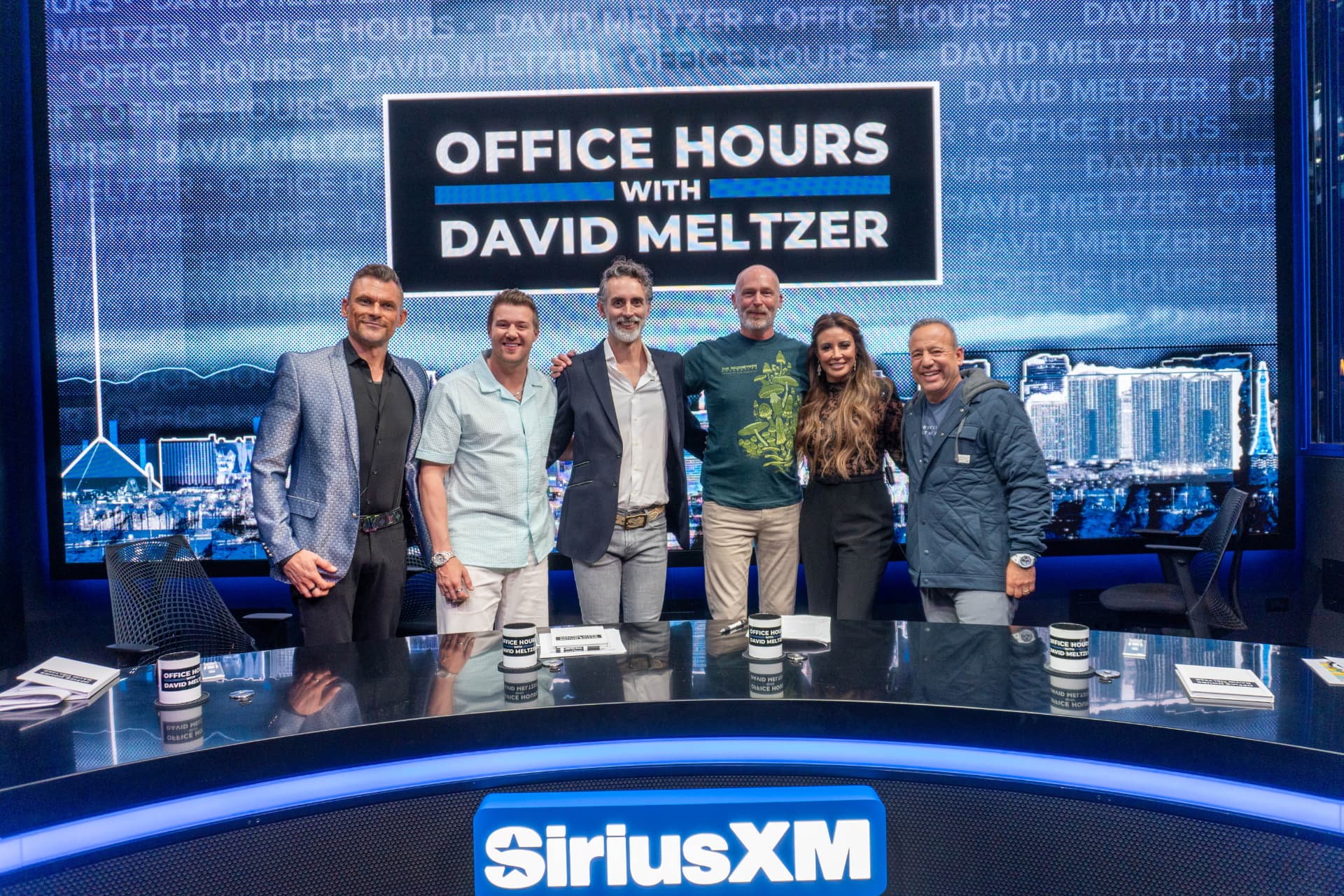 Madeline Ricci with the full Office Hours with David Meltzer cast on the season 6 set
