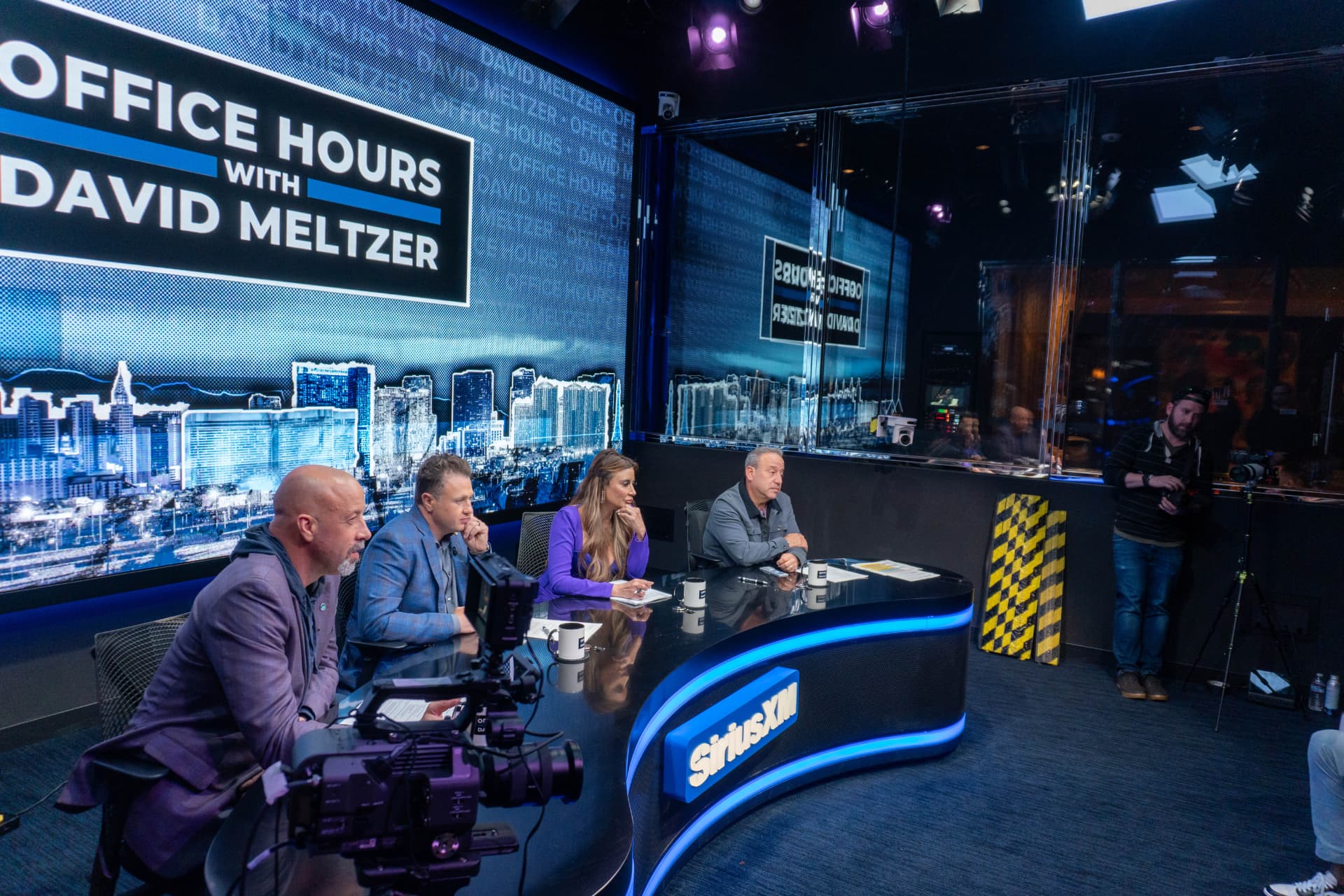 Madeline Ricci at the Office Hours with David Meltzer panel desk during the season 6 taping